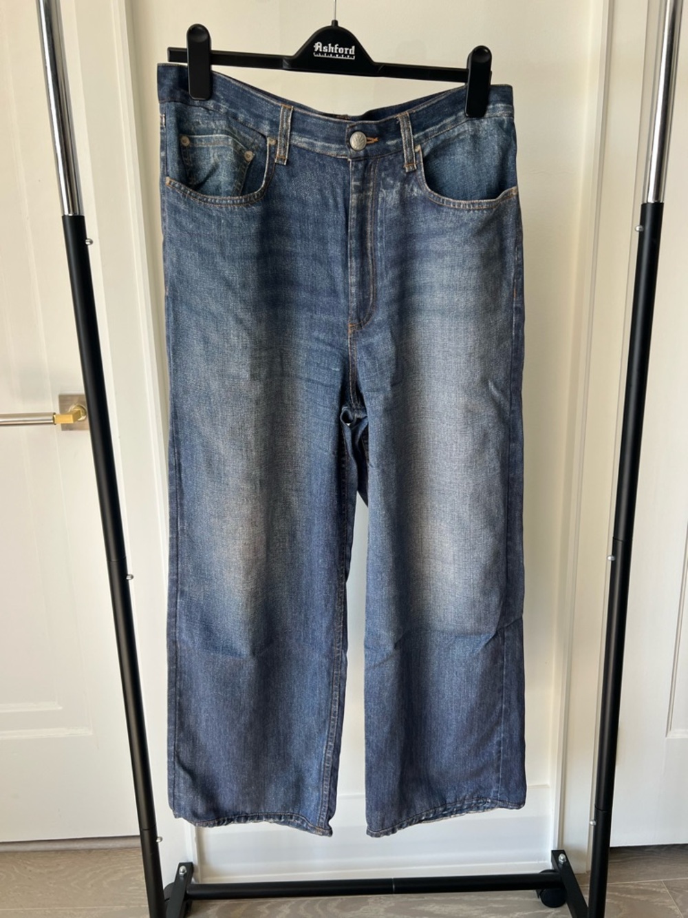 rag & bone Wide-Leg Jeans in Medium Blue Wash